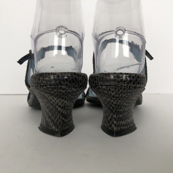 THIERRY RABOTIN Kitten Heel Shoes Sz 36.5 / 6.5 Snake Adjustable Straps Italy - Picture 7 of 14
